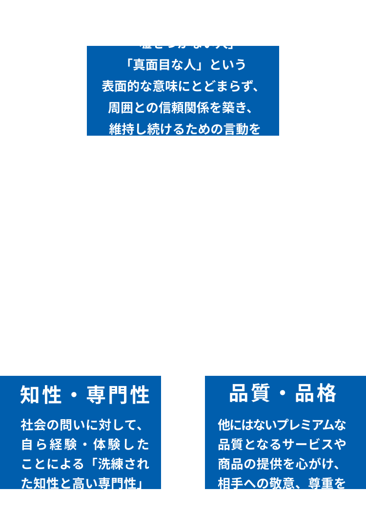 信頼・誠実 知性・専門性 品質・品格